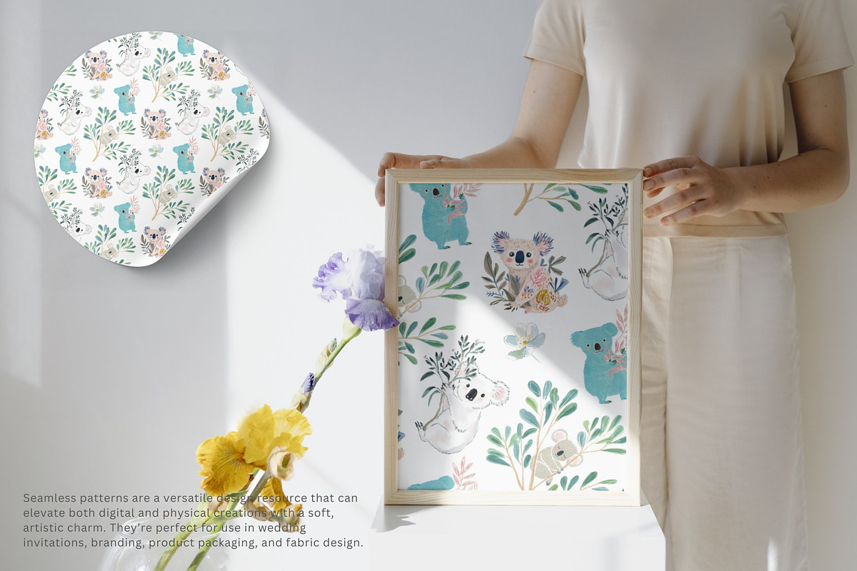 blue koala seamless pattern, a Pattern Graphic by Pink Studio Art (Photo 4 of 5)