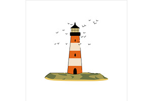 Lighthouse on a cliff. A marine, an Illustration by Mila Di Art