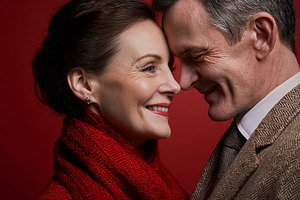 Senior couple expressing love and affection, foreheads touching, a Photo by Studio ANNA