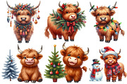 Christmas Highland cow clipart, an Illustration by Designworld (Thumbnail 4 of 6)