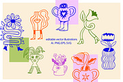 Doodle Garden - botanic characters, a Graphic by Marish (Thumbnail 2 of 9)
