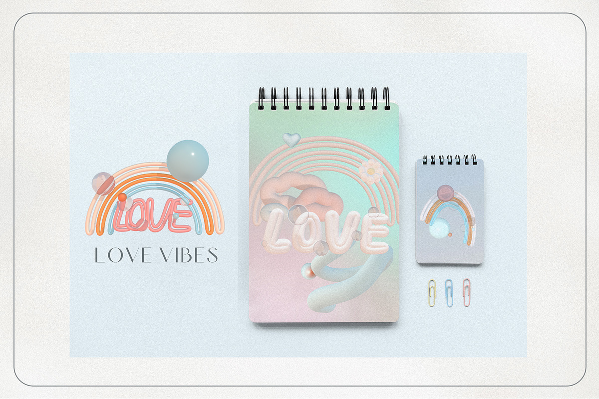 Love Vibes Gradients 3D Shapes, an Object Graphic by Cat In Colour (Photo 18 of 18)