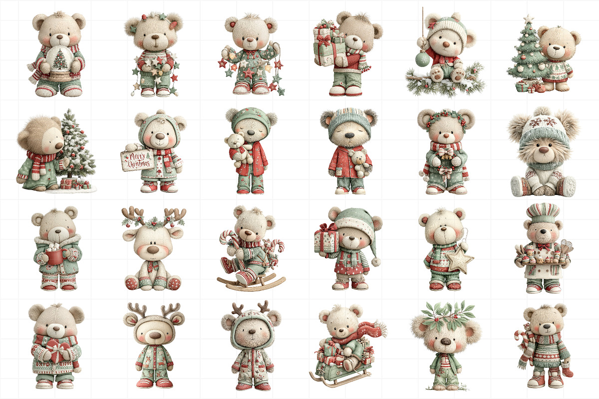 Christmas Teddy Bear Clipart, an Illustration by Daily.Designs (Photo 5 of 5)