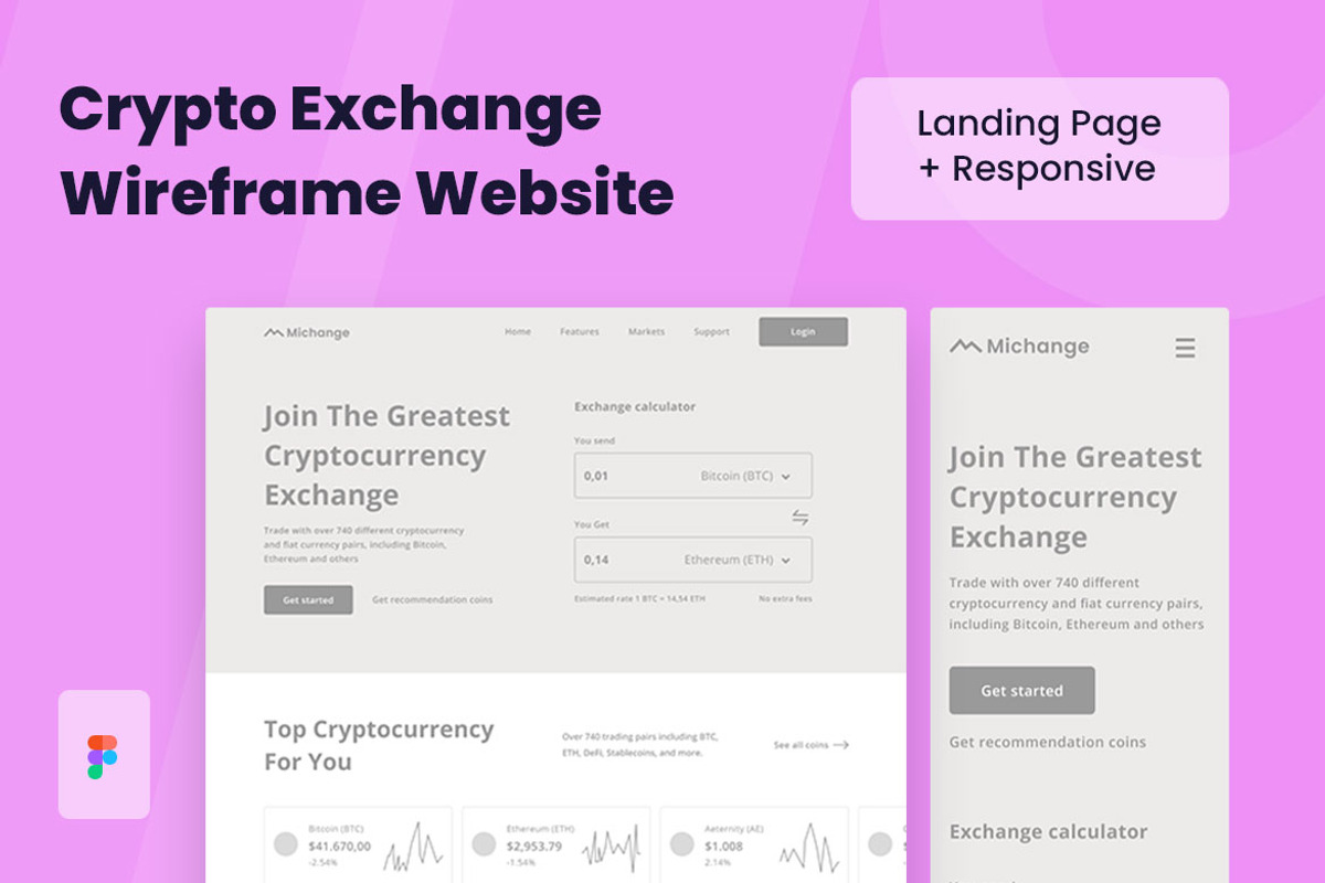 Crypto Exchange Wireframe Website, a Wireframe Template by INSPR STD (Photo 1 of 6)