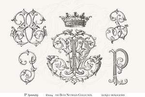 Antique Vintage Monogram Initial P