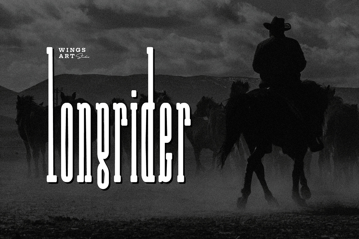 Long Rider - The Cowboy Font, a Slab Serif Font by Wingsart Studio (Photo 1 of 10)