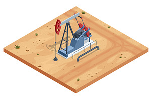 Isometric oil industry pump jack, an Illustration by Golden Sikorka