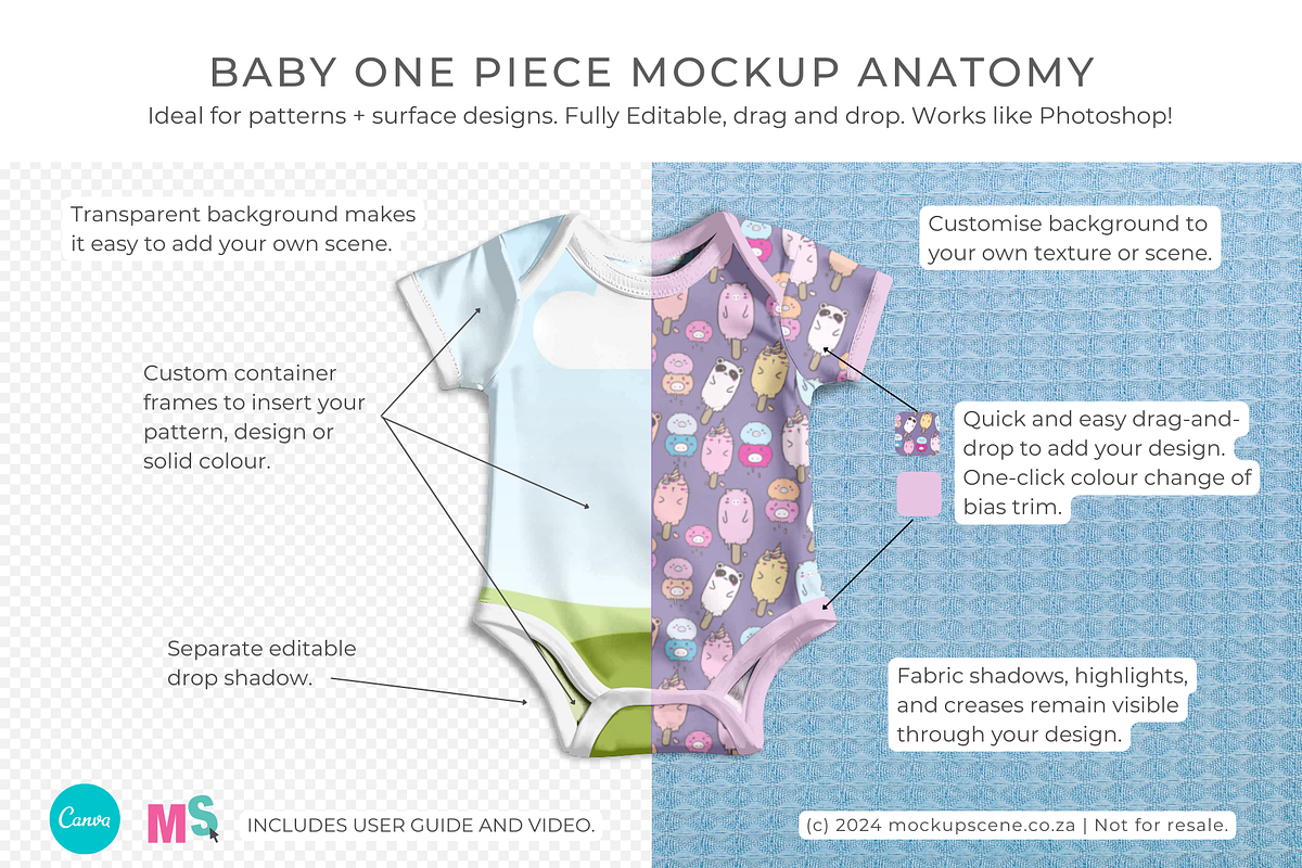 Baby One Piece Canva Smart Mockup, an Apparel Mockup by Mockup Scene (Photo 4 of 16)