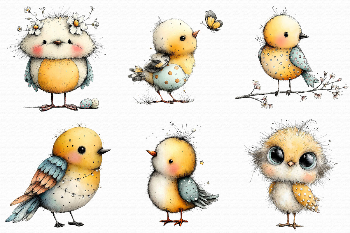 Whimsical Easter Bird Clipart, an Illustration by Libby Wishes (Photo 2 of 7)