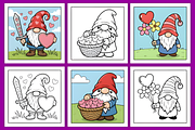 Love Gnome Day Coloring Pages, a Decorative Illustration by Coco Bloom (Thumbnail 3 of 5)