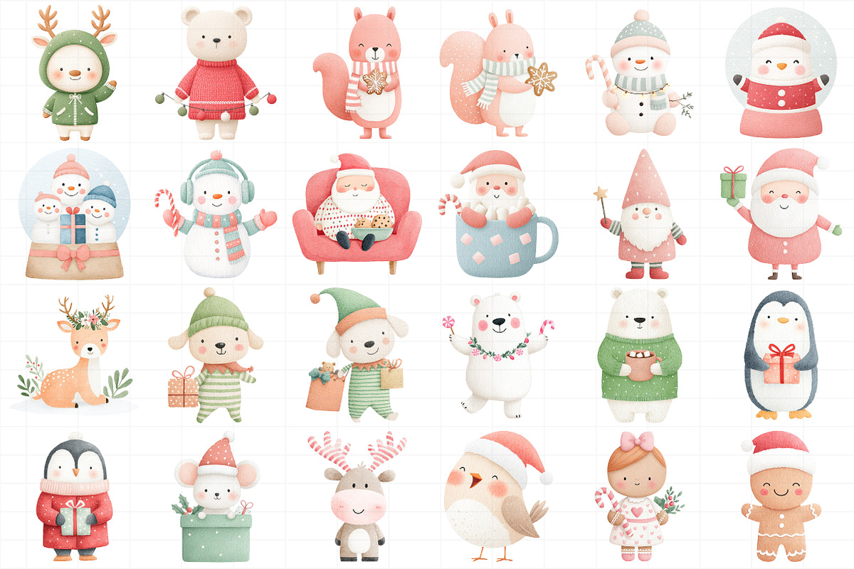 Watercolor Cute Christmas Clipart Bu, an Illustration by Daily.Designs (Photo 5 of 5)