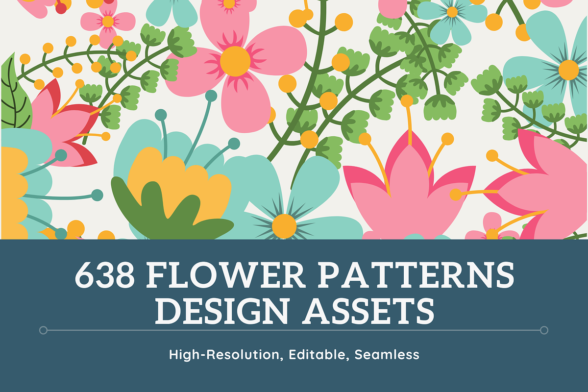 638 Flower Patterns Design Assets, a Pattern Graphic by Dreamanart (Photo 1 of 2)