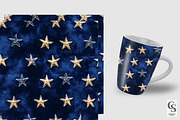 Gold Stars Embroidery on Blue Velvet, a Pattern Graphic by Creative Store (Thumbnail 3 of 5)