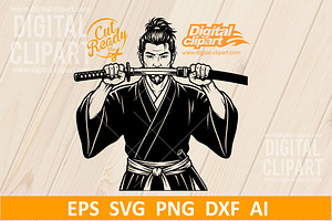 Samurai Warrior with Katana SVG