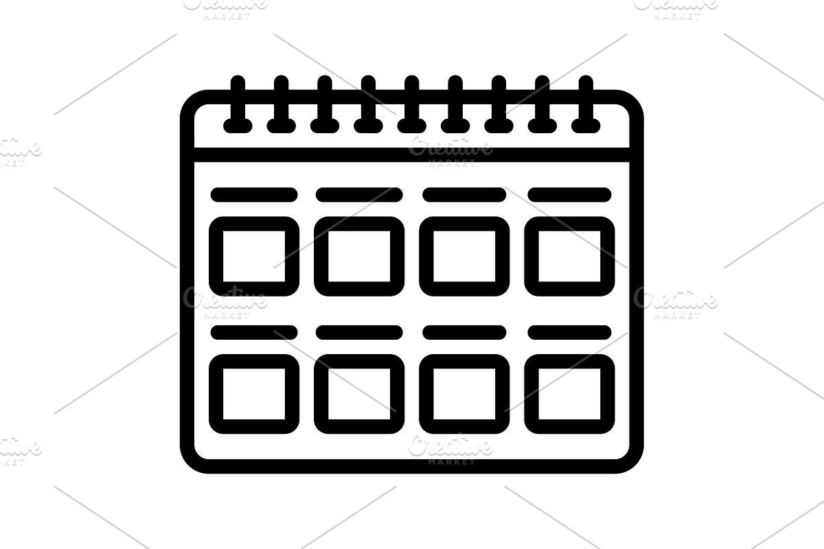 Months calendar black icon, an Outline Icon by Creative priyanka