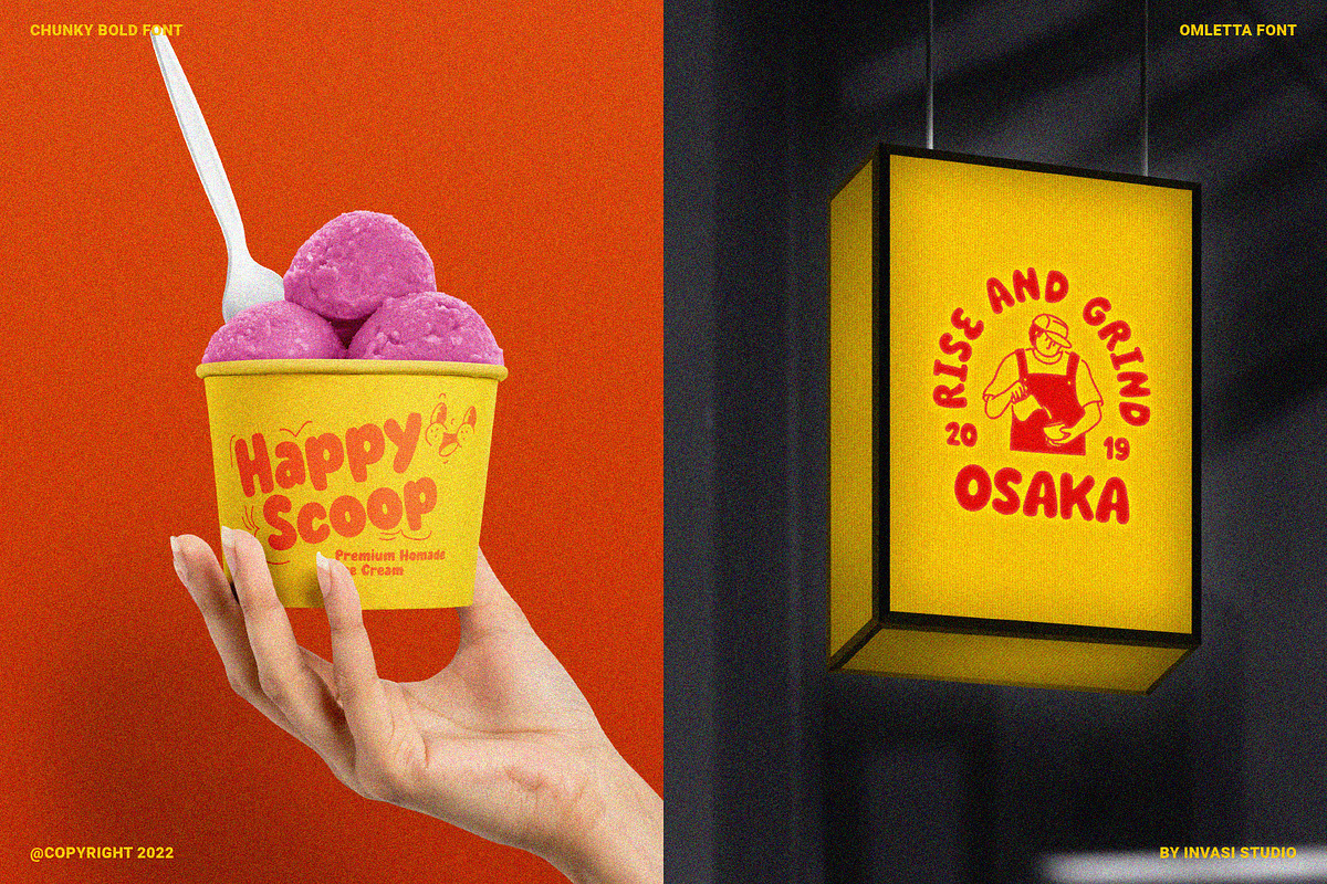 Omletta - A Chunky Bold Font, a Sans Serif Font by Invasi Studio (Photo 3 of 9)