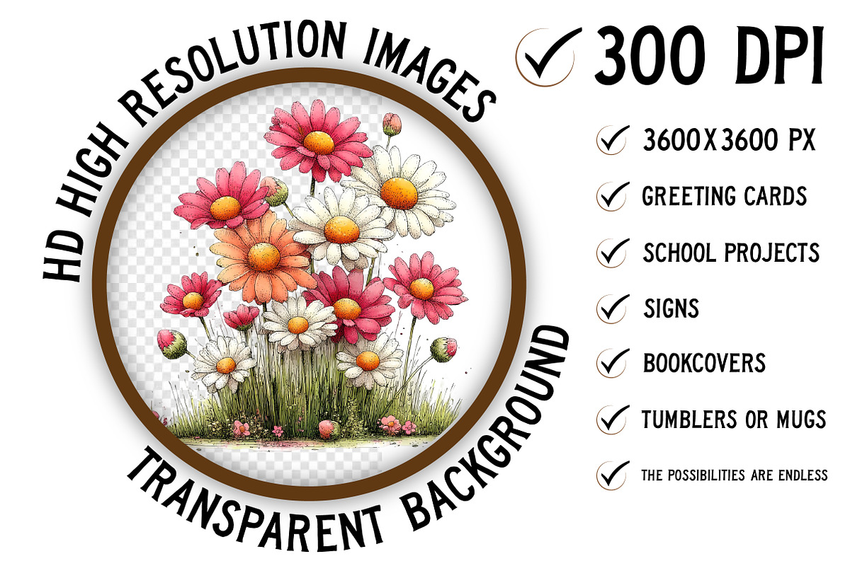 Spring Daisy Flower Clipart Png, an Illustration by Craft Nest (Photo 2 of 11)
