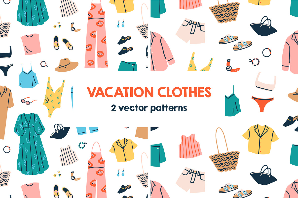 Vacation clothes seamless patterns, a Pattern Graphic by Good Studio (Photo 1 of 5)