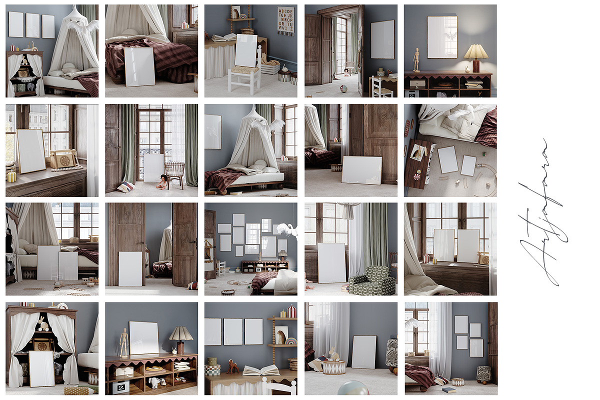 Vintage Nursery Frame Mockup Bundle, a Household Mockup by Artjafara (Photo 15 of 15)