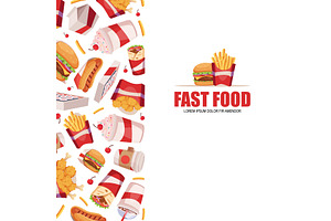 Fast food background. hot dogs fried, a Food Illustration by Onyx