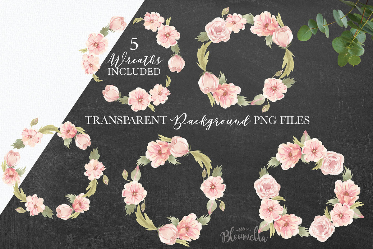 Watercolour Flower Pink Clipart Set, a Decorative Illustration by Bloomella (Photo 3 of 7)