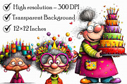Quirky Birthday old woman clipart, an Illustration by Libby Wishes (Thumbnail 2 of 7)