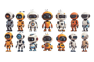 Cartoon robots. Droids mechs, a Technology Illustration by Stock-Smart-Start