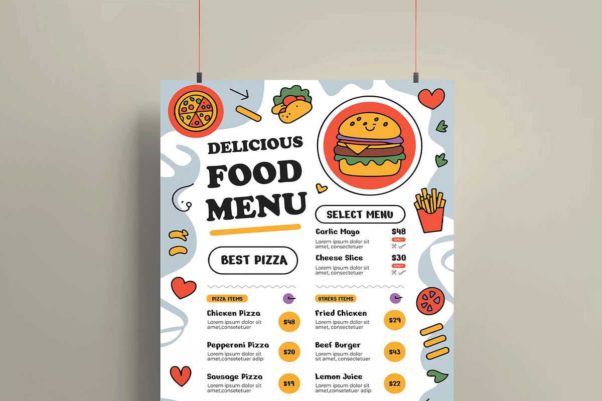 Food Menu Template, a Flyer Template by MightyDesign (Photo 2 of 8)