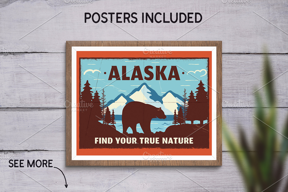 Retro Camp Adventure Badges Kit, a Branding & Logo Template by JeksonGraphics (Photo 9 of 12)