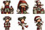 Whimsical Christmas Girl Clipart, an Illustration by Black Bird Studio (Thumbnail 4 of 6)