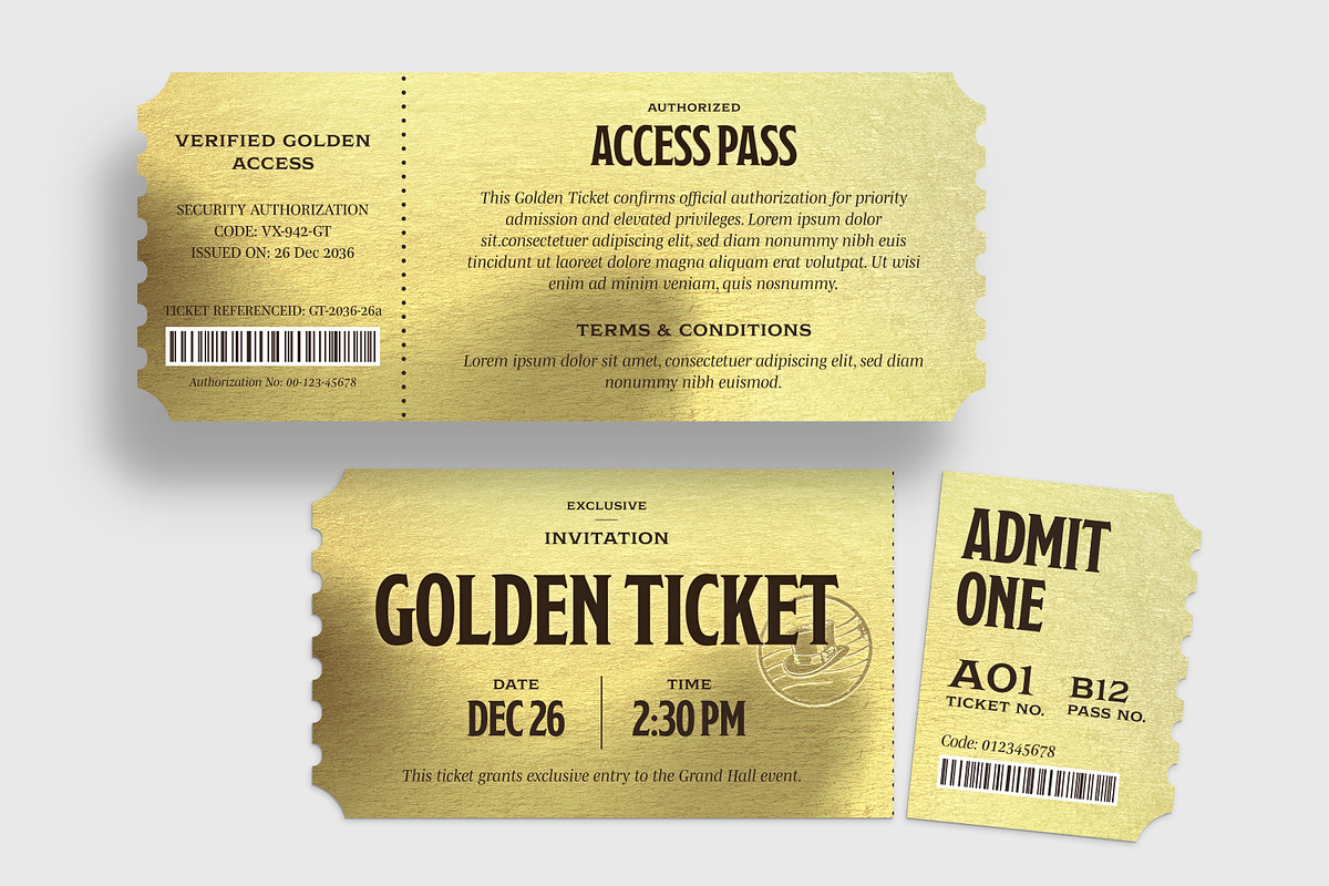 Golden Ticket Invitation Template, an Invitation Template by BrandPacks (Photo 3 of 4)
