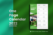Green One Page Wall Calendar 2022, a Templates & Theme by rivatxfz (Thumbnail 1 of 2)