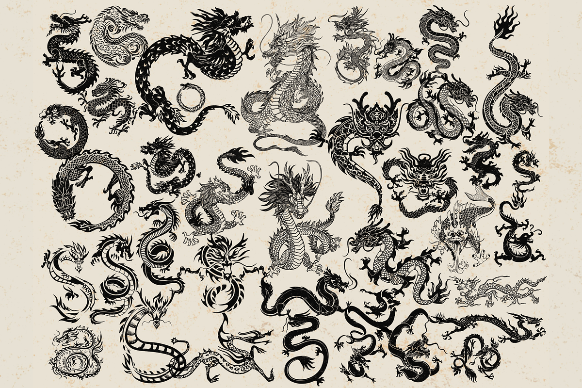 Dragon stamps for Procreate, a Brush Add-On by TheWhiteCatLab (Photo 4 of 9)