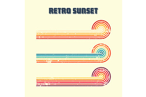 Grunge horizontal vintage sunsets, an Object Illustration by 32pixels