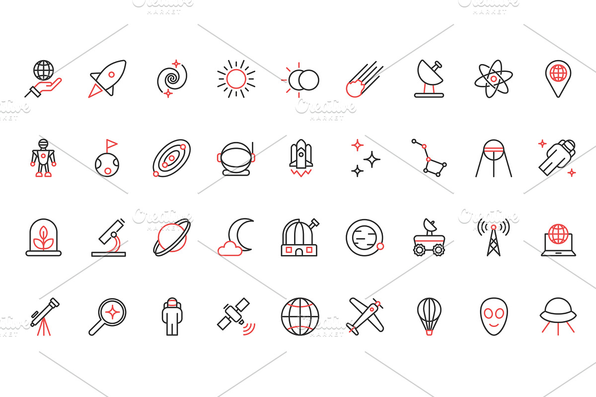 Space travel universe icons, an Illustration by Lemberg Vector