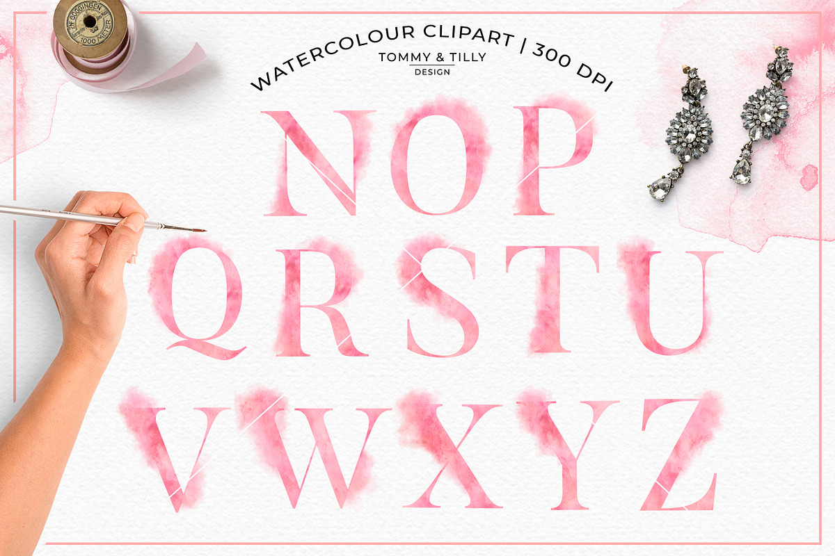 Rose Watercolour Wash Alphabet, a Person Illustration by Tommy & Tilly Design (Photo 3 of 3)