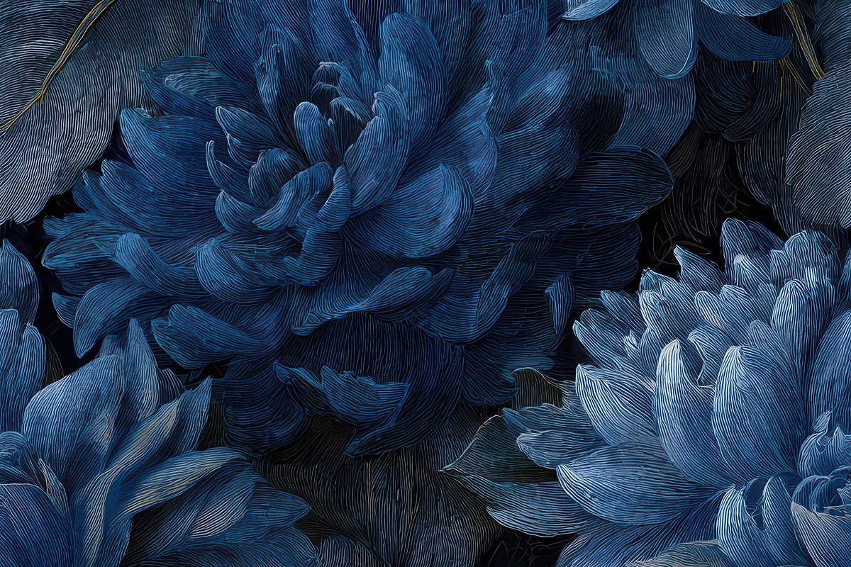 Blue Floral Seamless Pattern, a Decorative Illustration by Virgo Studio