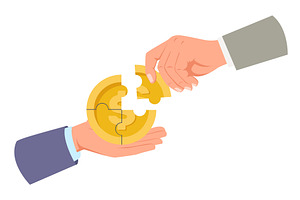 Two hands assemble puzzle made of, a Finance Illustration by Vectorbuum
