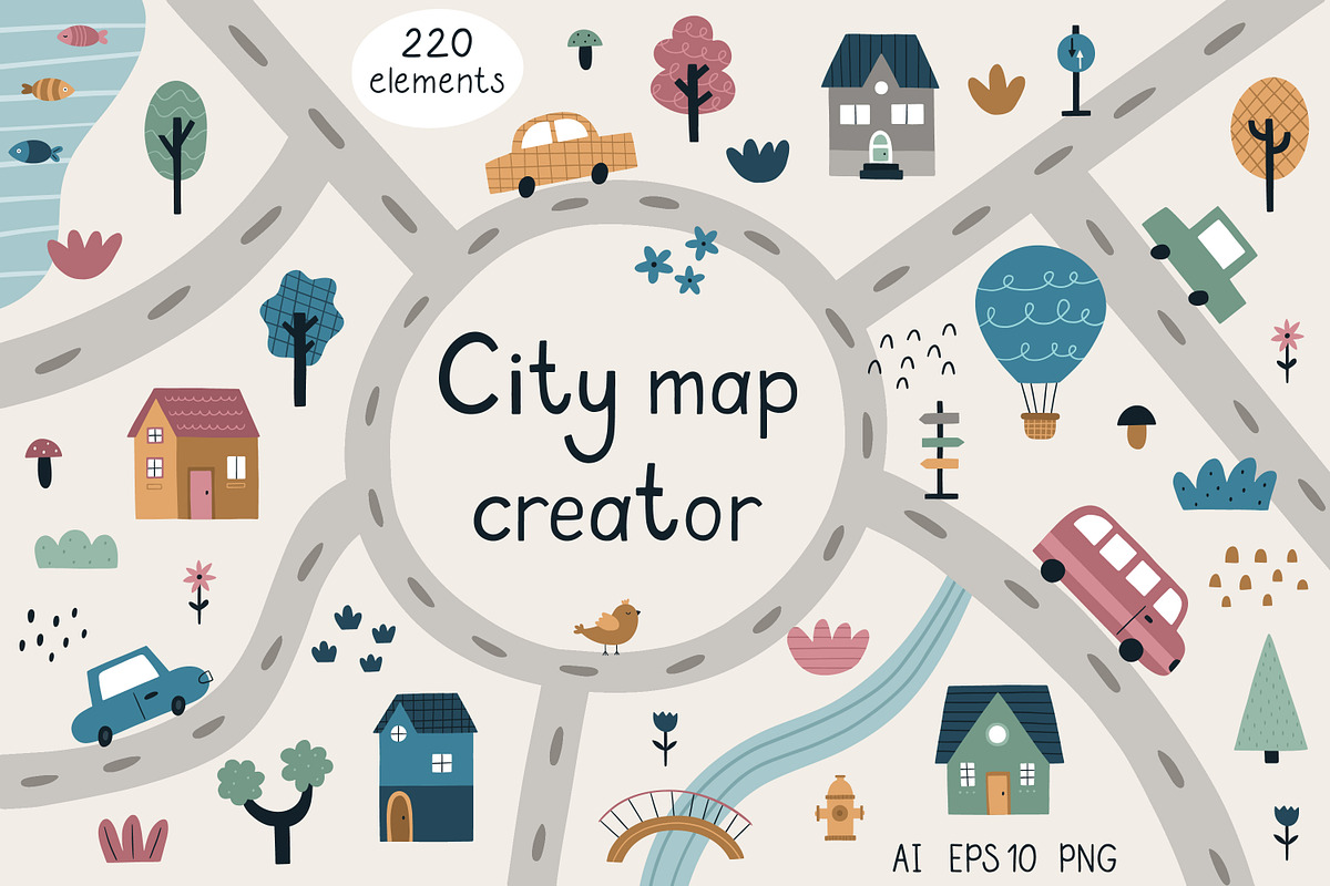 City map creator. Kid's collection, an Illustration by Guvi-Design (Photo 1 of 15)