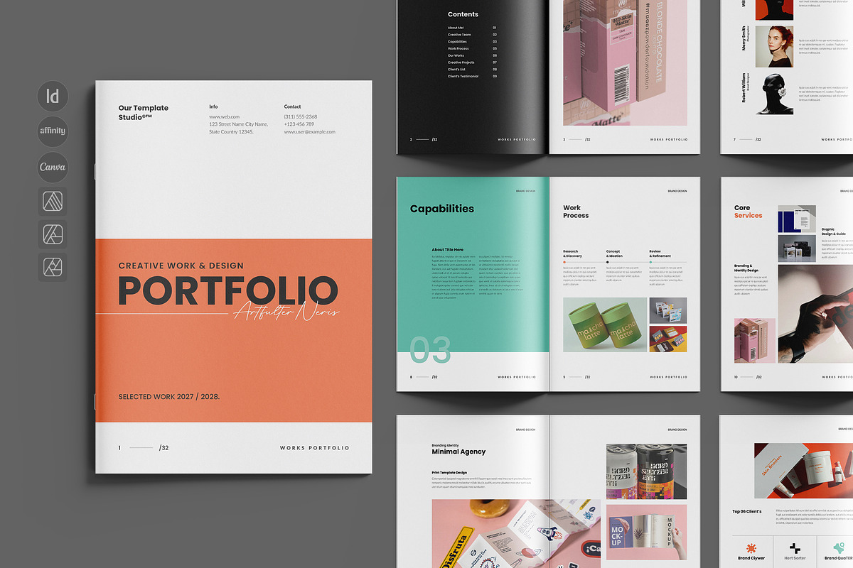 Works Portfolio Template | CANVA, a Brochure Template by TemplateFolio-Shop (Photo 1 of 15)