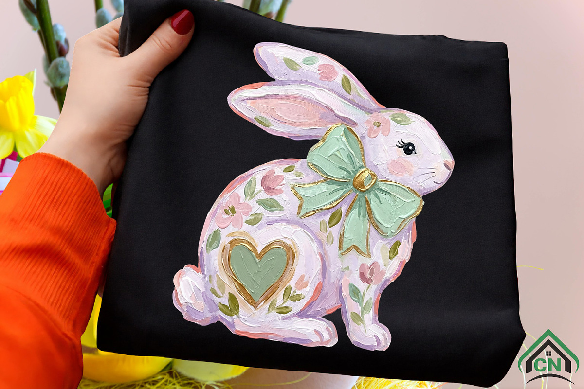 Floral Easter Bunny PNG Happy Easter, an Illustration by Craft Nest (Photo 5 of 6)