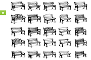 Vintage Park Bench Set, an Object Graphic by RT Studio (Thumbnail 1 of 4)