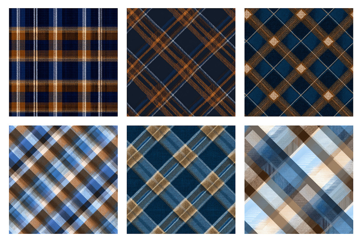Blue and Brown Plaid Patterns, an Illustration by Dream Creation (Photo 4 of 4)