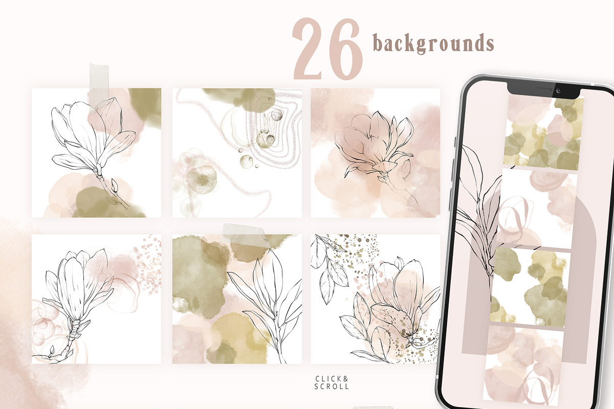 Magnolia Line Art collection, a Texture Illustration by Tiana Geo (Photo 13 of 16)