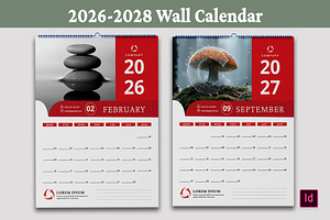 Wall Calendar 2026-2028, a Stationery Template by Design Zone