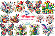 Watercolor  Boho Spring Clipart, an Illustration by DreamCafeArt (Thumbnail 1 of 5)