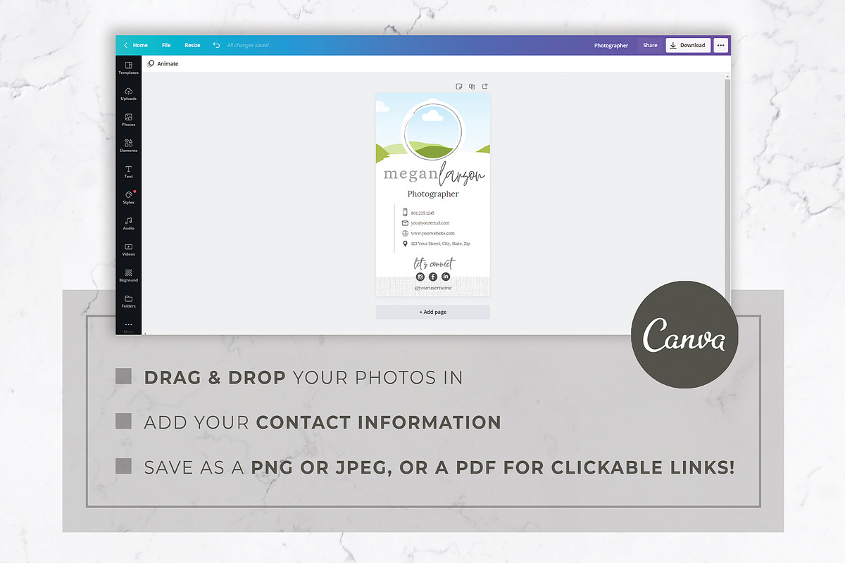 Digital Business Card Template, a Business Card Template by Thirty One Palms Studio (Photo 5 of 6)