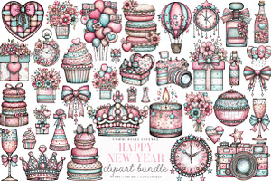 Happy New Year Clipart, an Illustration by SinaCreation