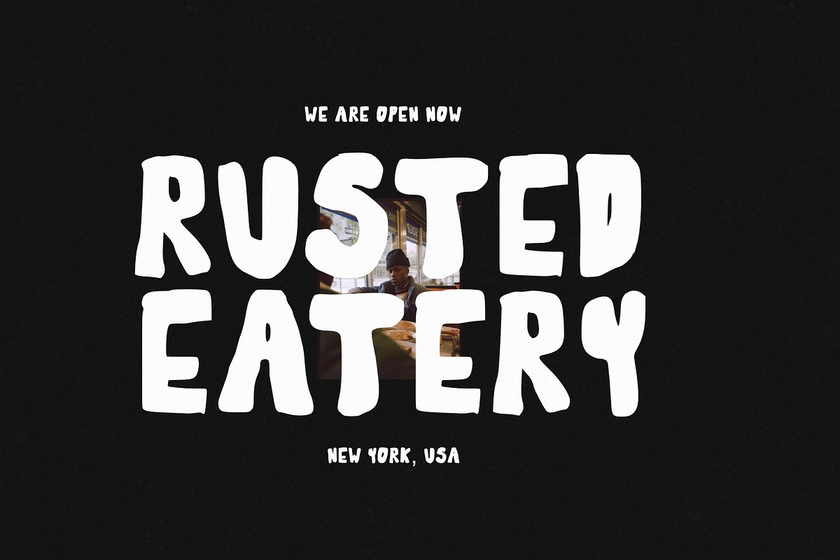 Rusted Eatery Bold Display Font, a Sans Serif Font by ZAL STUDIO (Photo 1 of 3)
