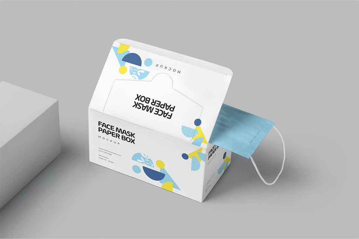 Face Mask Box Mockups, a Mask Mockup by megostudi0 (Photo 3 of 7)